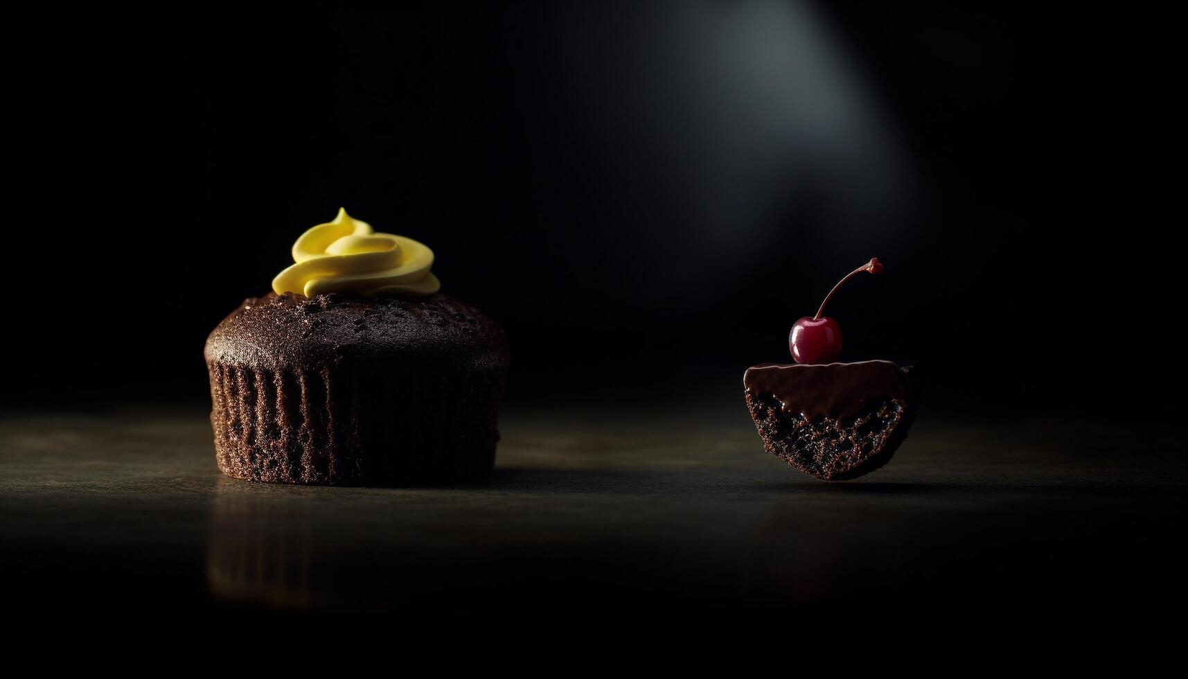 mignonne fait maison petits gâteaux avec Frais baie glaçage sur bois Contexte généré par ai photo