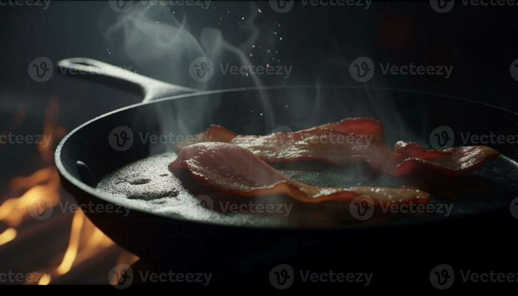 grillé porc steak avec Bacon et légume sauce, cuit à la perfection généré par ai photo