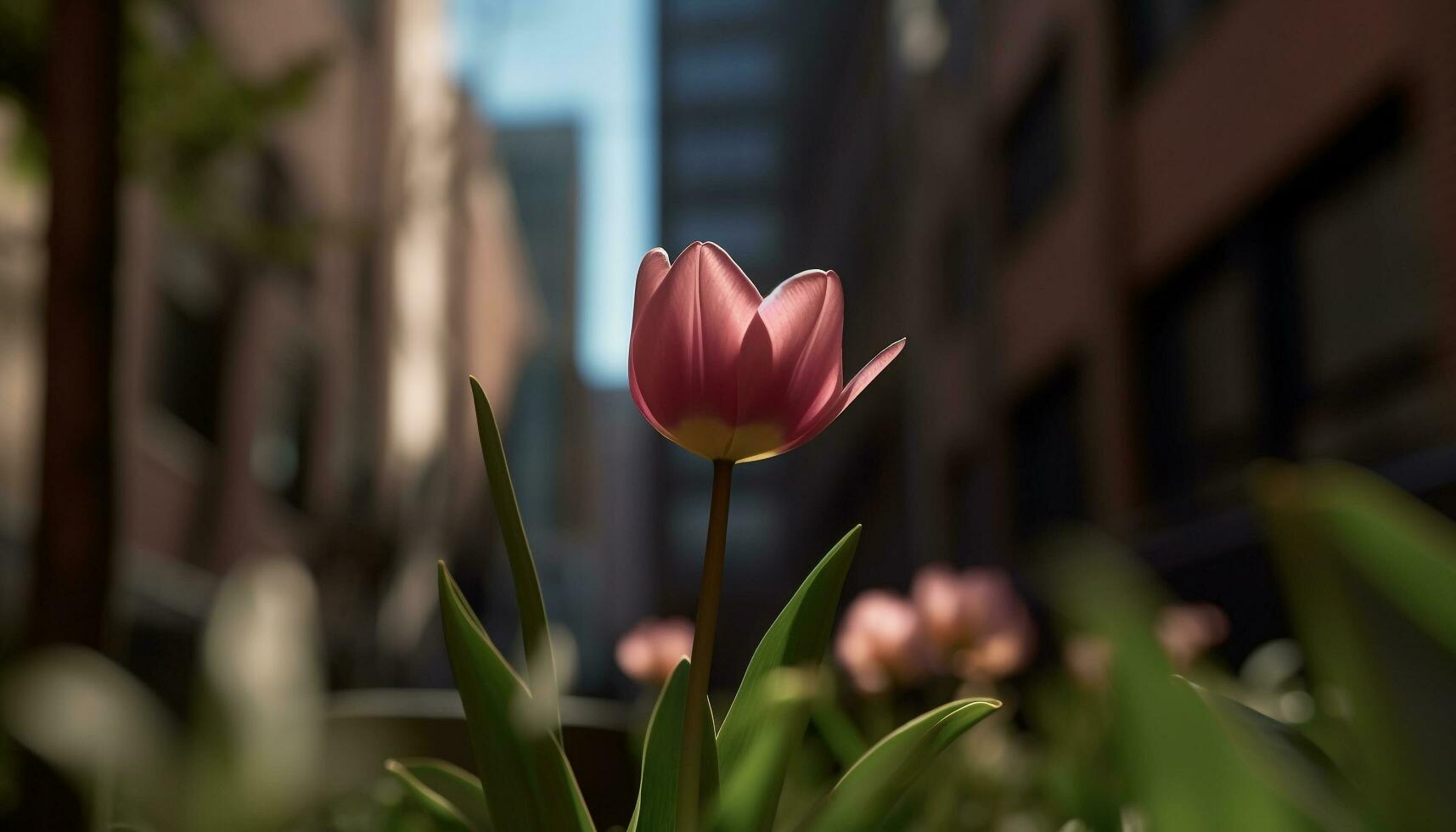 vibrant tulipe bouquet apporte fraîcheur à ville la vie en plein air généré par ai photo