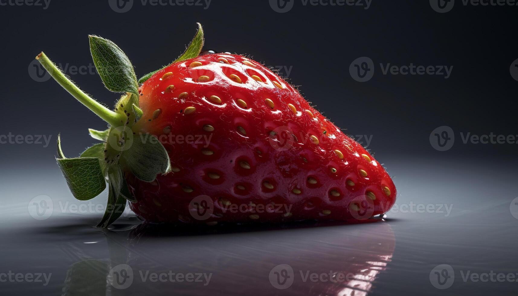 juteux mûr fraise, une en bonne santé casse-croûte dans vibrant vert la nature généré par ai photo