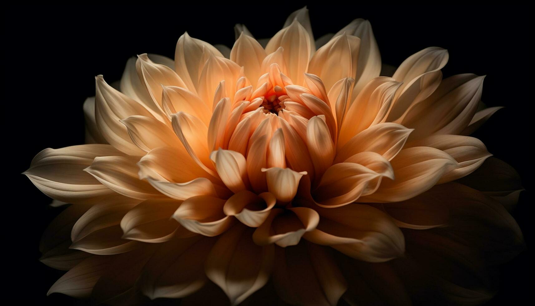 vibrant pétales de une Jaune dahlia sur noir Contexte beauté généré par ai photo