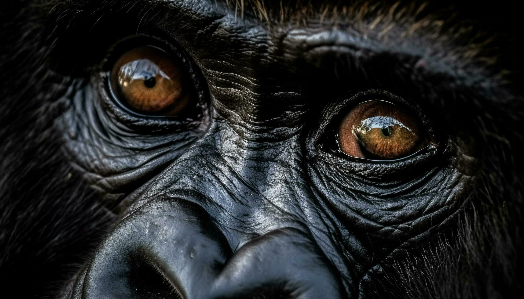 primate portrait en danger singe regarder à caméra dans africain forêt tropicale généré par ai photo