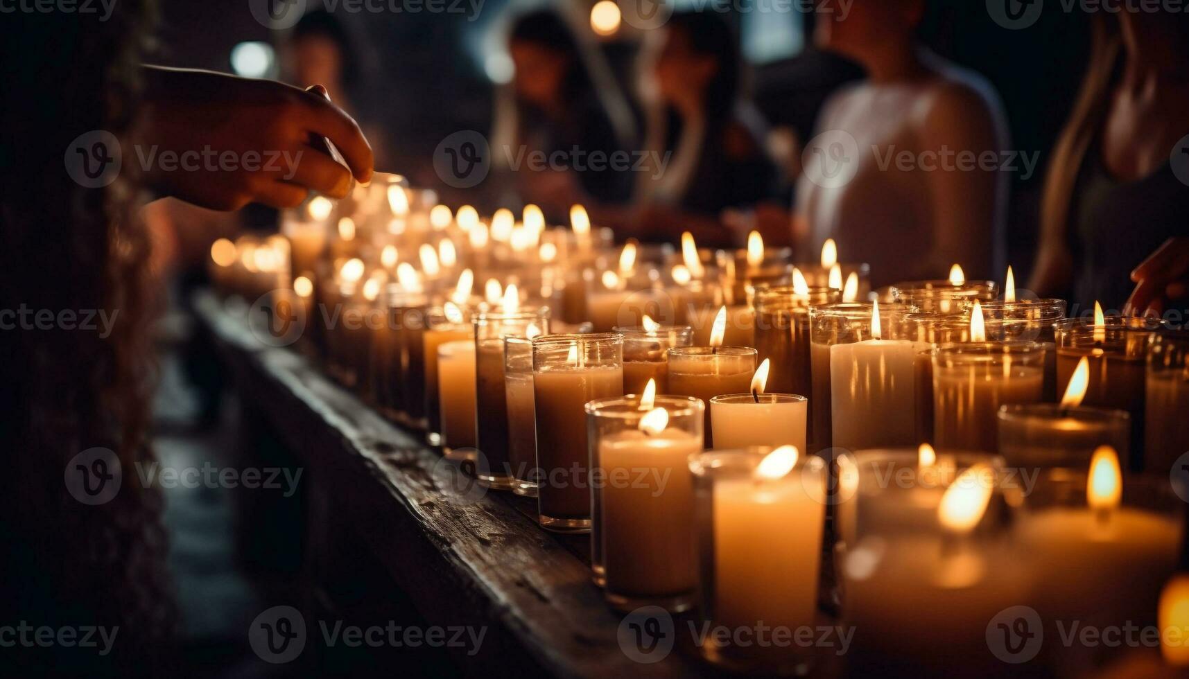 aux chandelles illumine spiritualité et harmonie dans une tranquille la cérémonie généré par ai photo