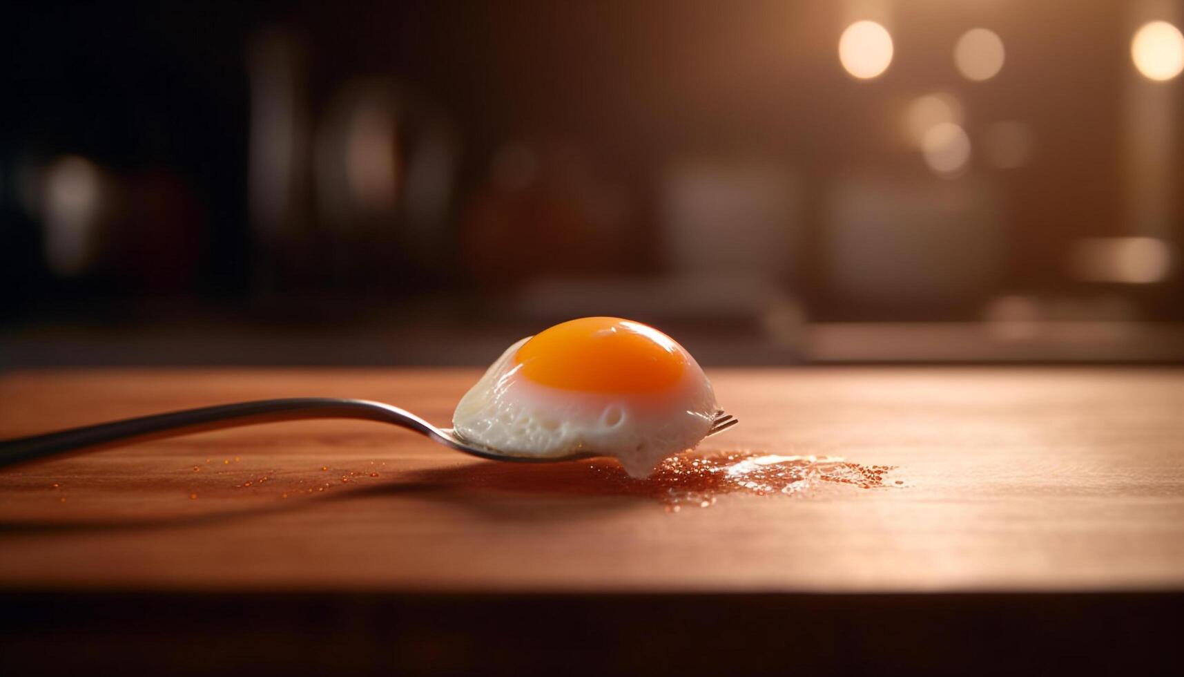 en bonne santé gourmet repas sur bois table Frais Oeuf Jaune d'œuf cuit à l'intérieur généré par ai photo