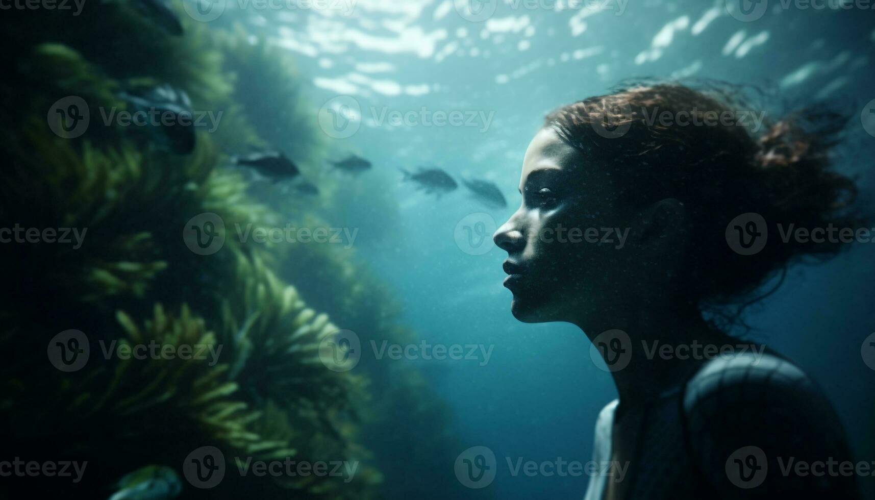 un la personne plongée dans sous-marin aventure, explorant tropical mer la vie généré par ai photo