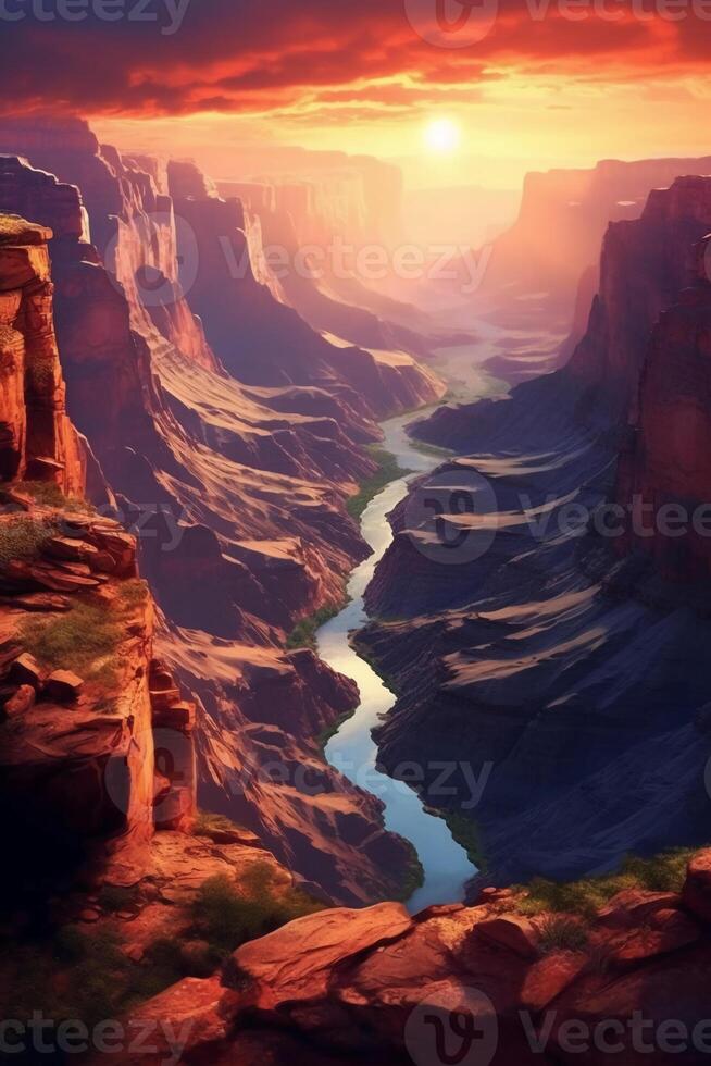 inspirant vue de une canyon avec coloré couches. ai génératif photo
