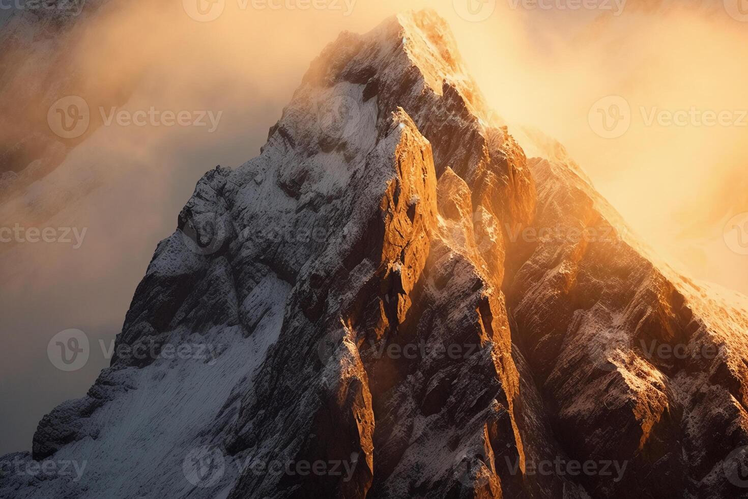 photo d'un robuste alpiniste alpin culminer. ai génératif