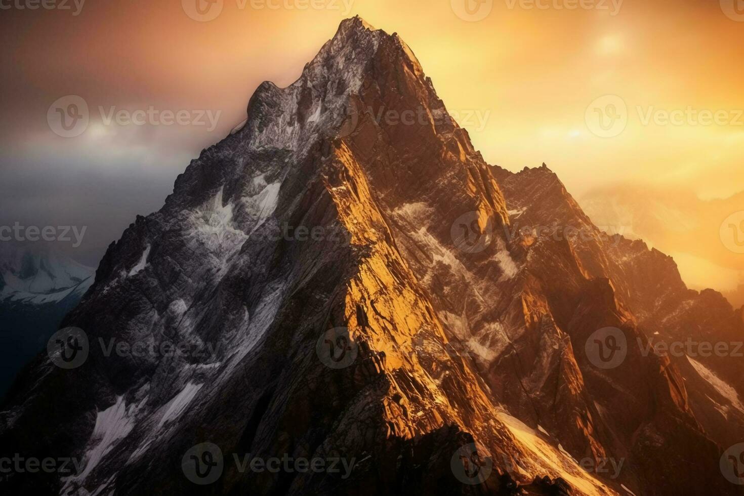 photo d'un robuste alpiniste alpin culminer. ai génératif