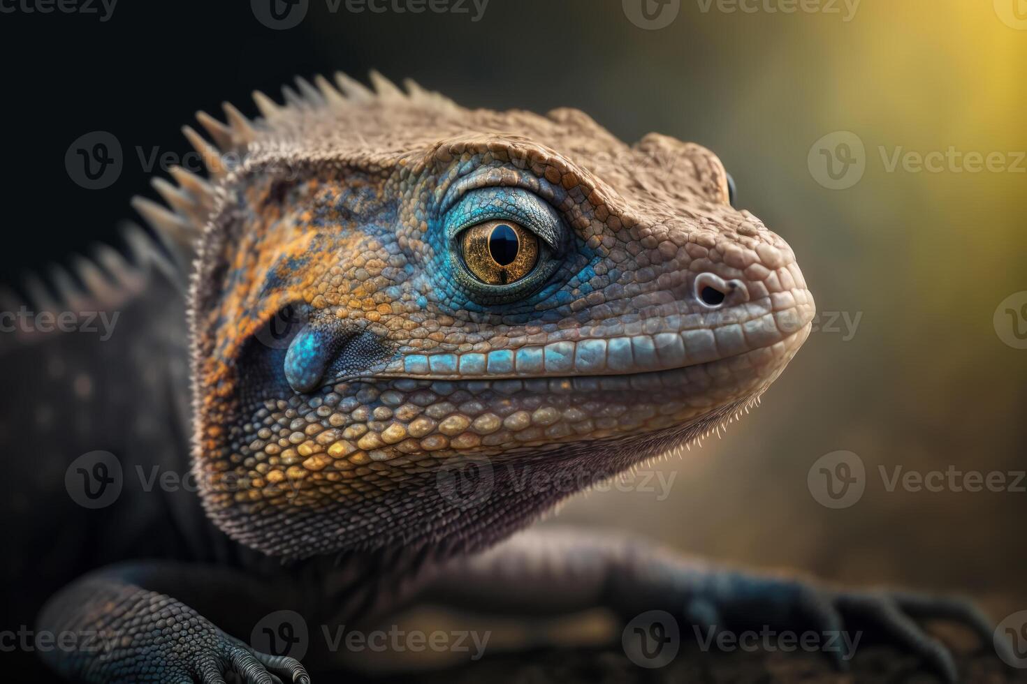 lézard portrait sur foncé Contexte. ai génératif photo