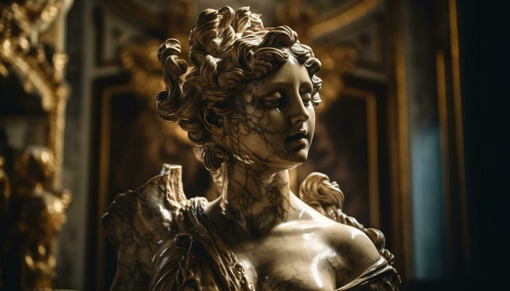 marbre statue de une prier femme, Renaissance beauté généré par ai photo