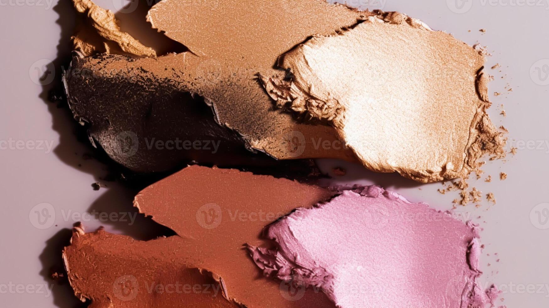 beauté maquillage produit tache, diffamer ou échantillon texture comme abstrait maquillage produits de beauté arrière-plan, écrasé cosmétique des produits, génératif ai photo