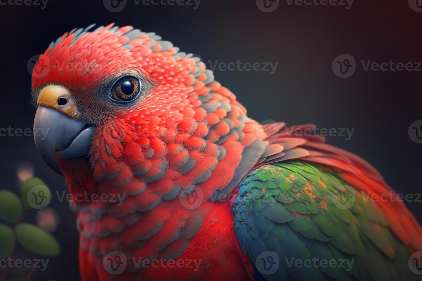 portrait de mignonne exotique tropical oiseau perroquet avec le bec en plein air. génératif ai photo