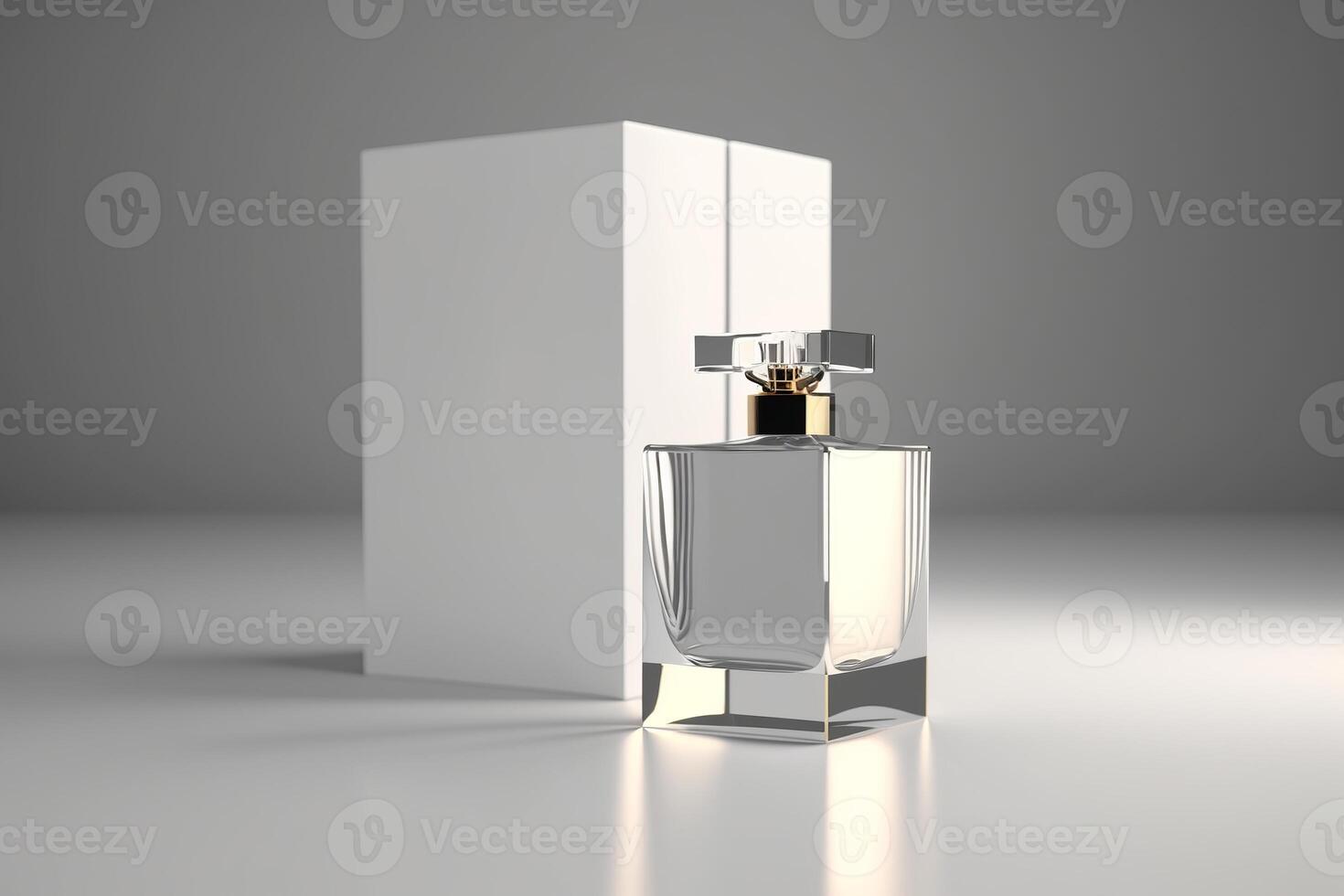 minimaliste élégant parfum bouteille maquette sur gris arrière-plan, cosmétique arôme sphère. génératif ai photo