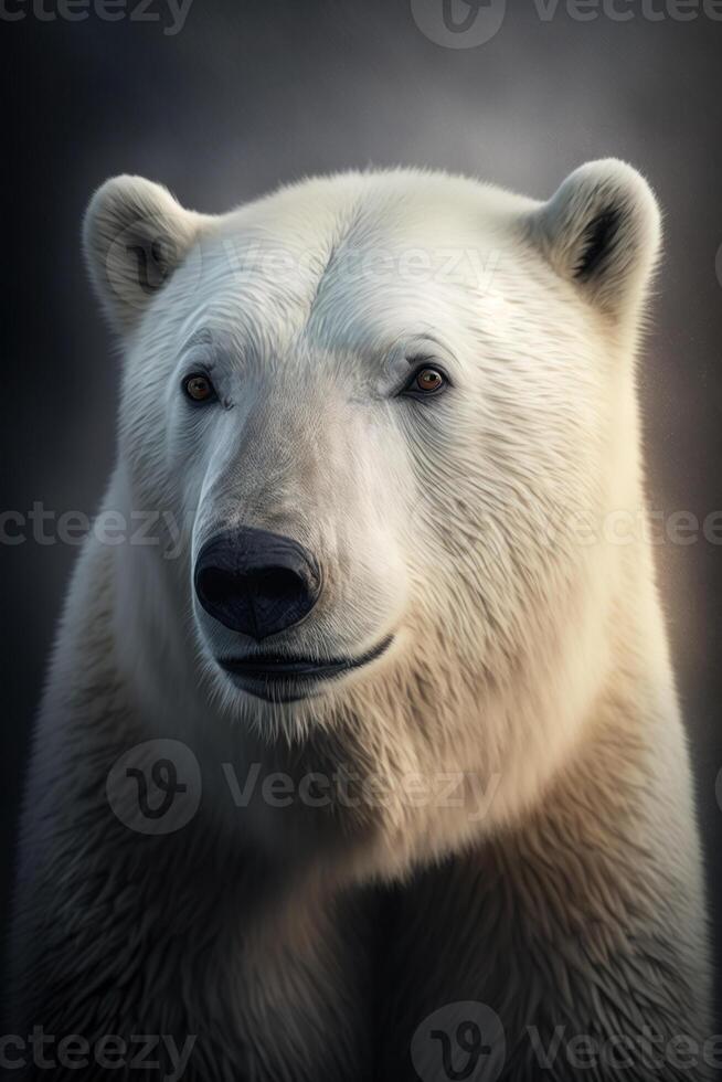 Arctique ours portrait sur foncé Contexte. ai génératif photo