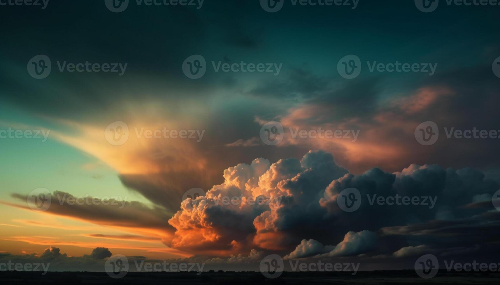 spectaculaire ciel, tranquille scène, idyllique le coucher du soleil réflexion généré par ai photo