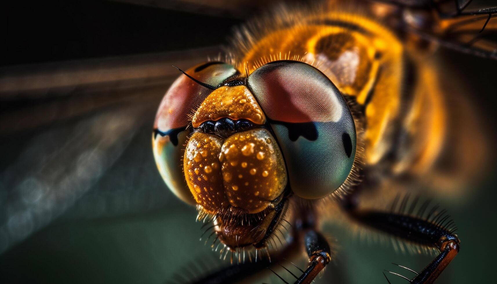 petit Jaune guêpe en volant proche en haut dans la nature généré par ai photo