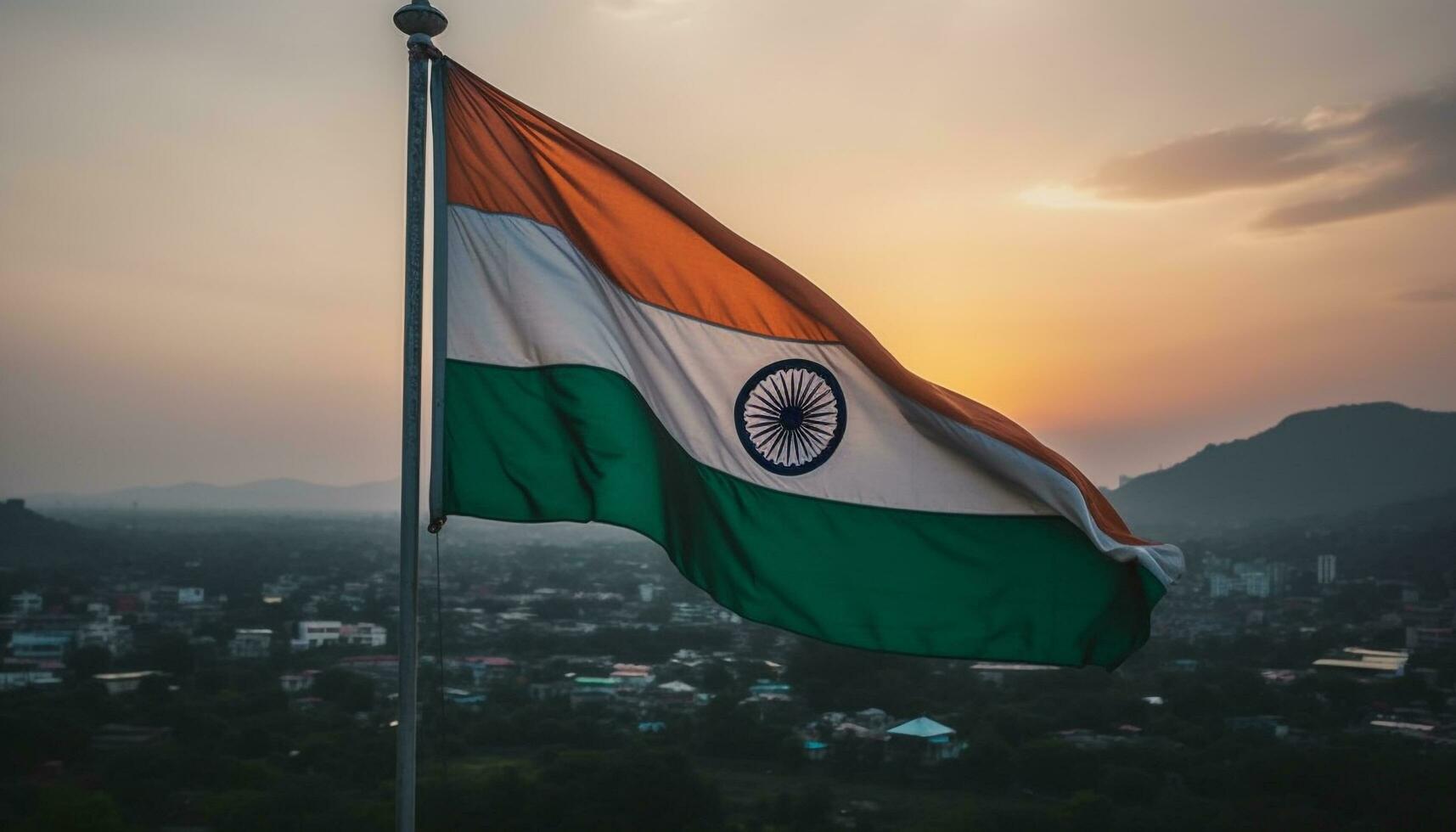 en volant drapeau symbolise fierté, liberté, et patriotisme généré par ai photo