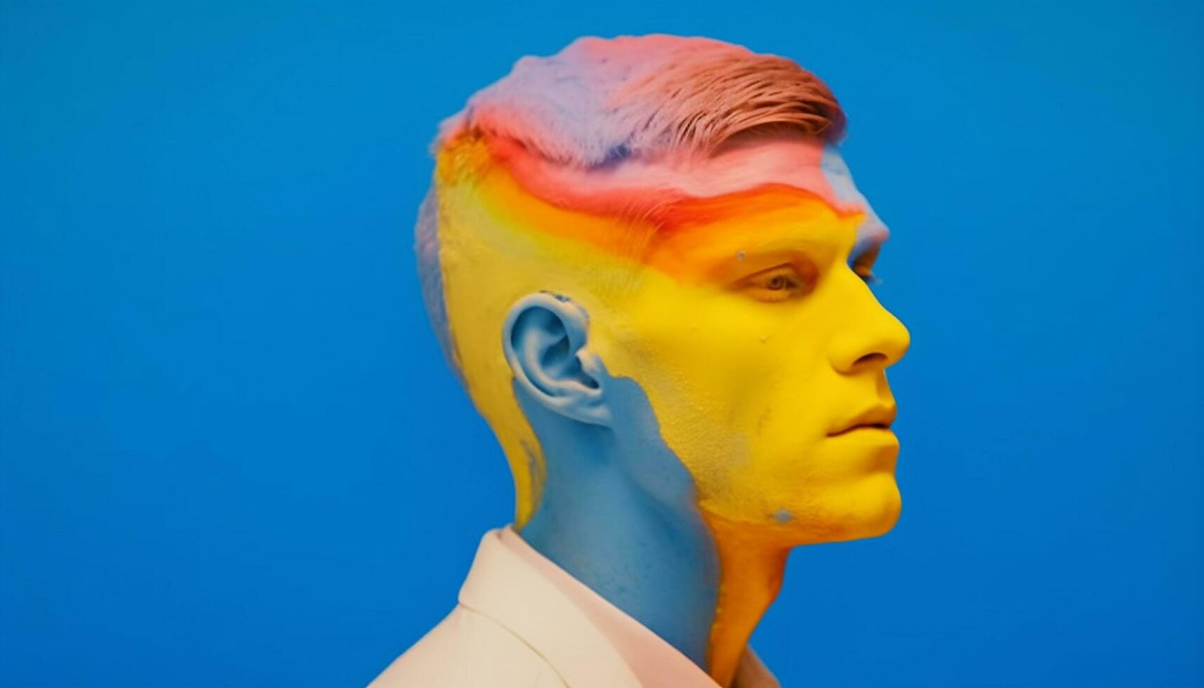 un homme la créativité inspire futuriste mode avec vibrant couleurs généré par ai photo