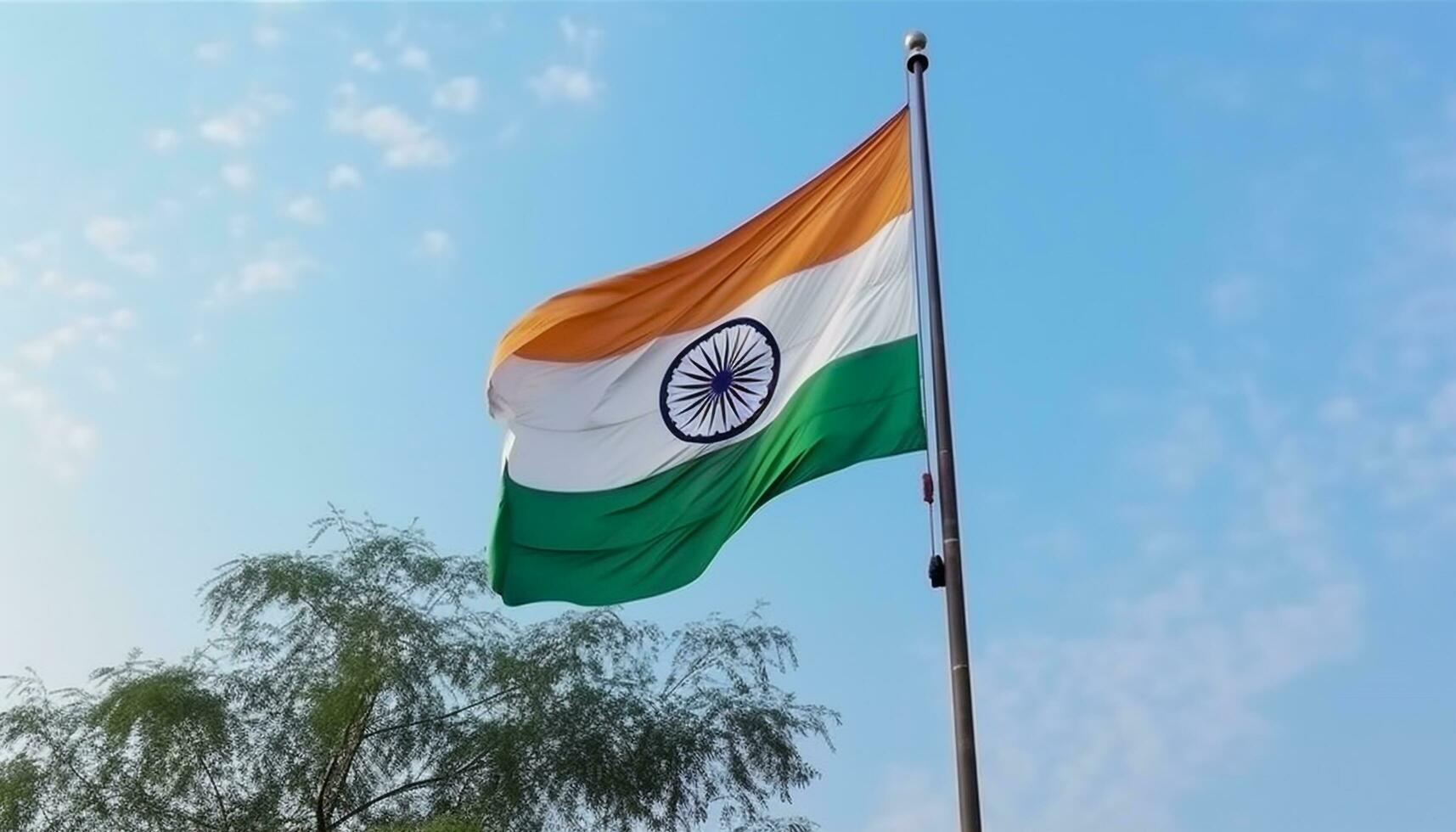 multi coloré drapeau agitant dans le vent, symbole de brésilien patriotisme généré par ai photo