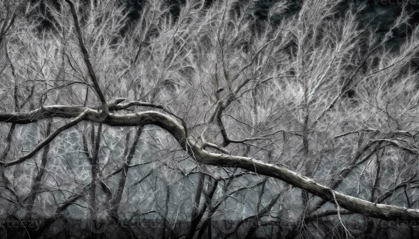 mort plante sur tordu arbre tronc, beauté dans la nature décès généré par ai photo