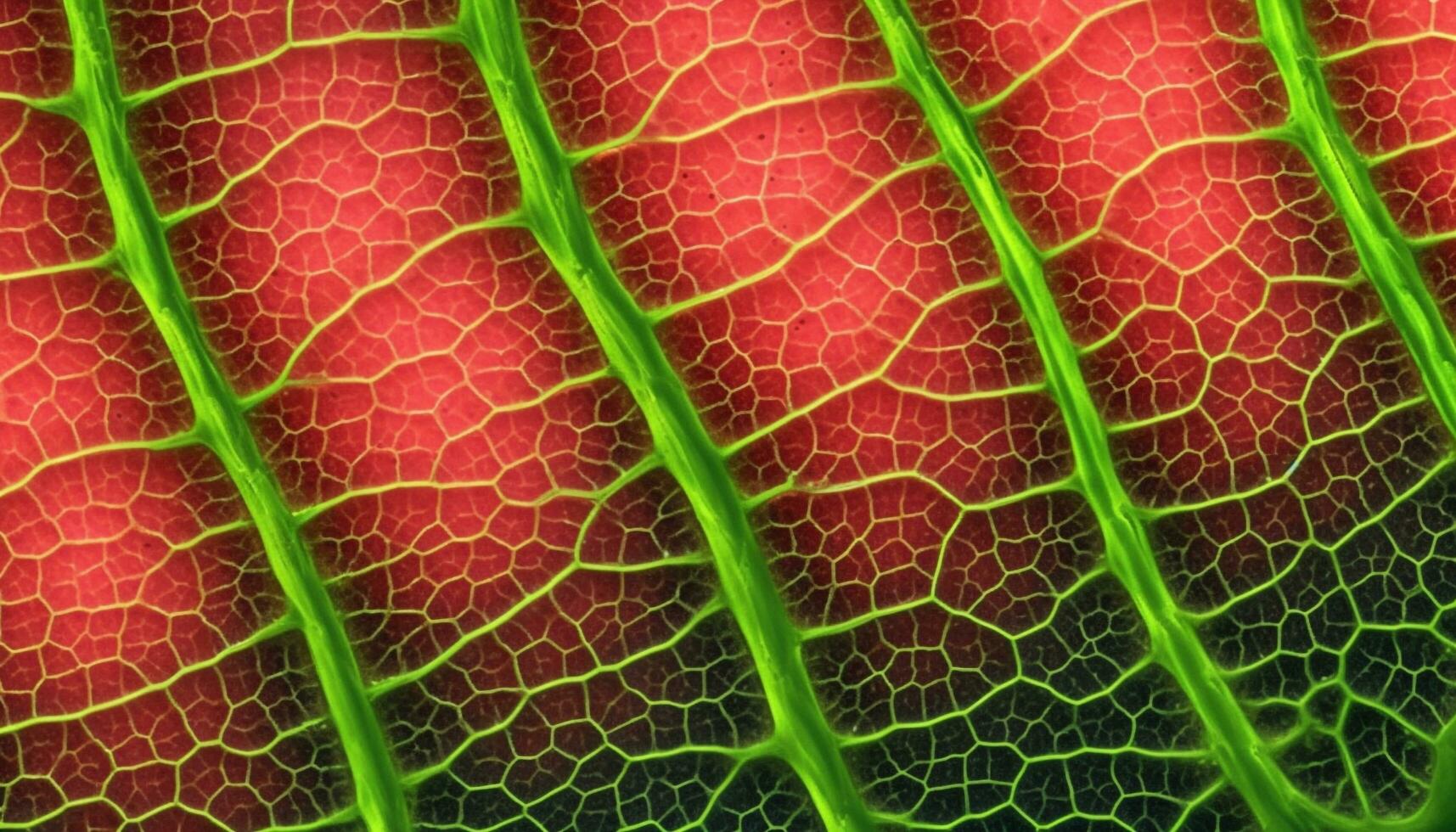 vibrant feuille modèle dans haute échelle grossissement vitrines biologique croissance généré par ai photo