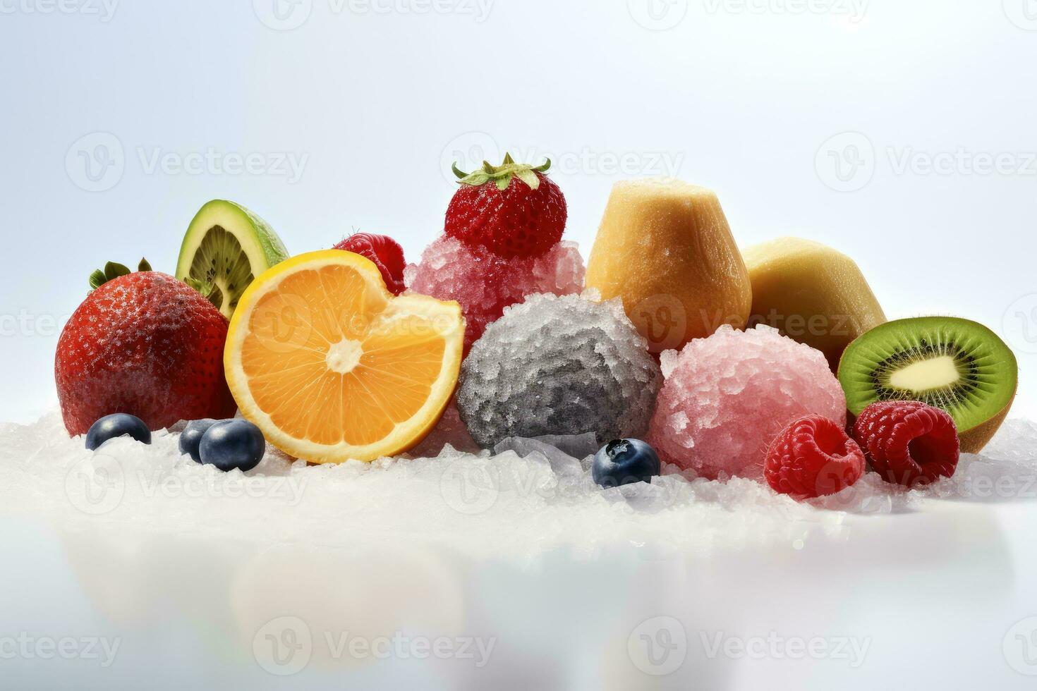 congelé fruit dans le cuisine table professionnel nourriture la photographie ai généré photo