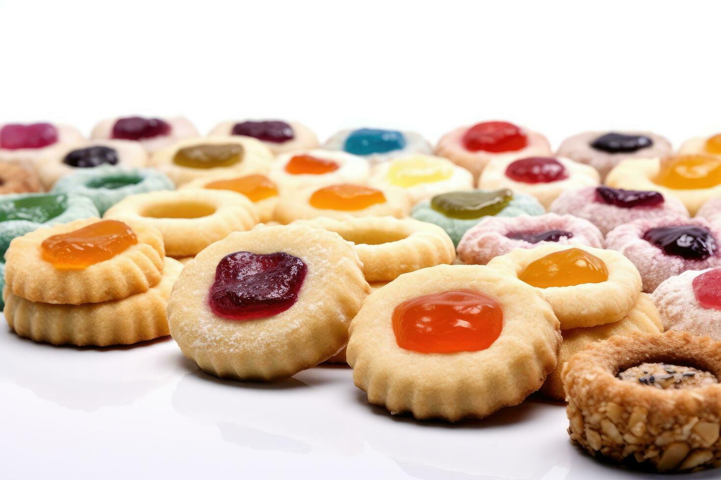 Stock photo de hallongrotta ou empreinte biscuits isolé blanc Contexte professionnel nourriture la photographie ai généré