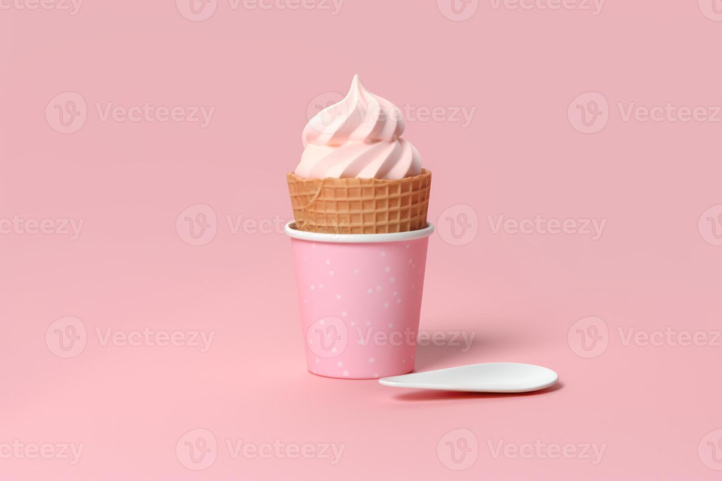 Stock photo de la glace crème avec tasse nourriture la photographie génératif ai