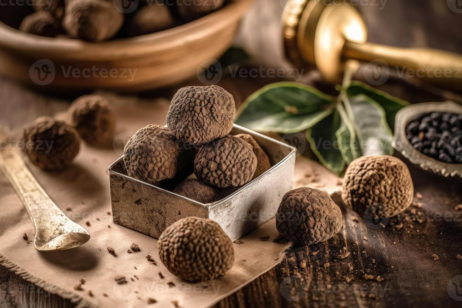 Stock photo de truffe sur le cuisine plat allonger la photographie génératif ai