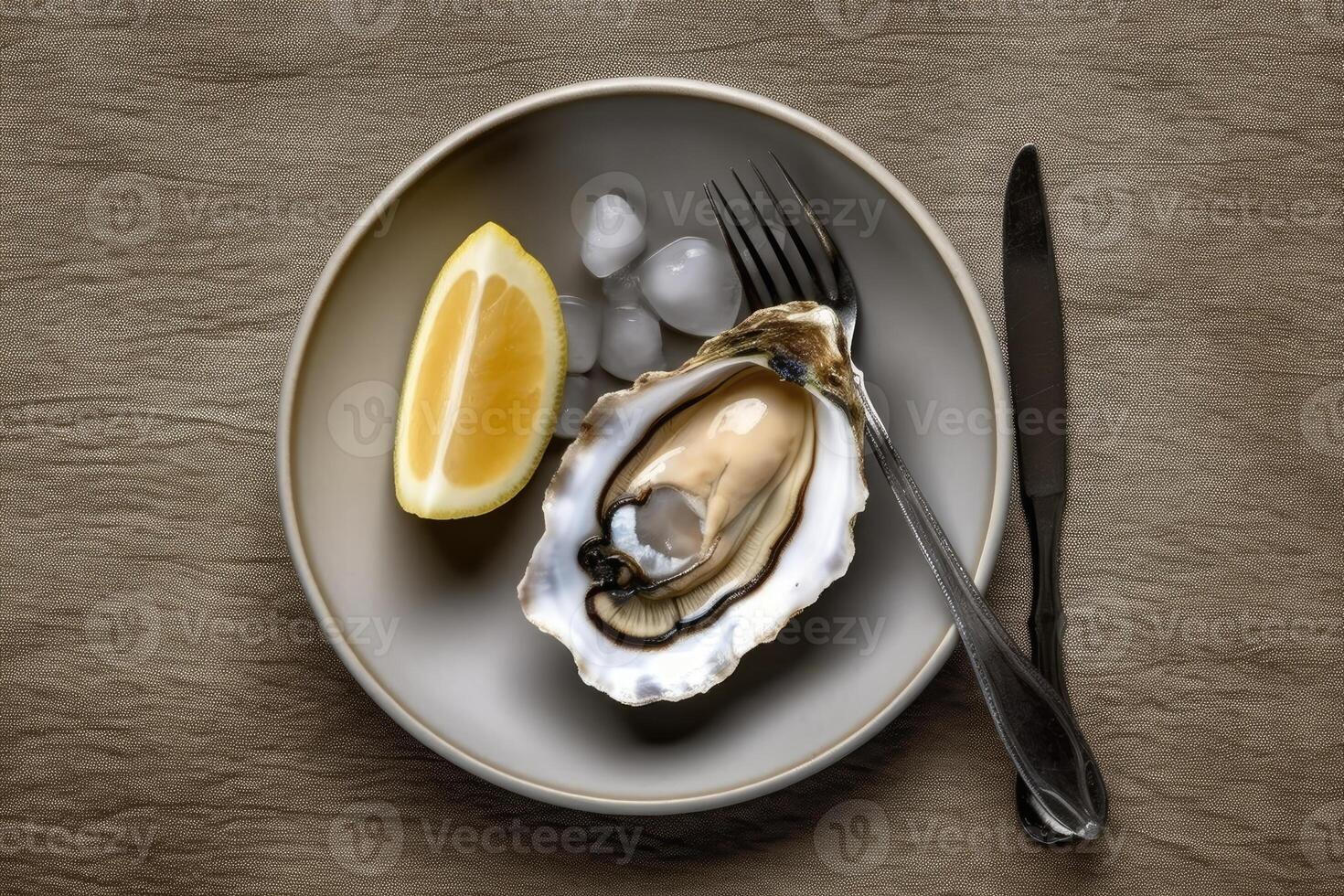 Stock photo de huître dans le assiette la photographie génératif ai