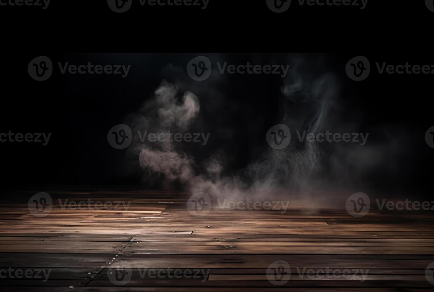 une table avec fumée à venir en dehors de il et une noir Contexte. généré ai photo