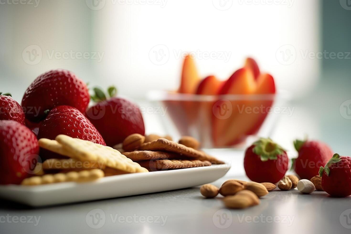 Stock photo de en bonne santé casse-croûte éditorial nourriture la photographie génératif ai