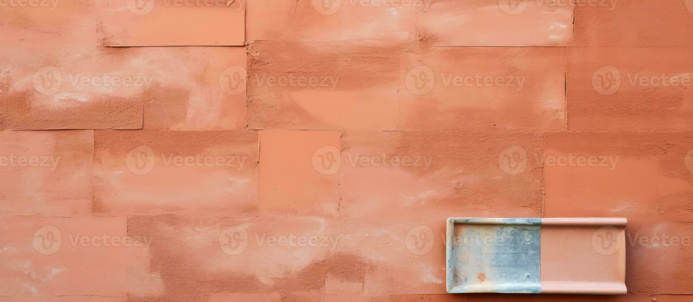 une brique mur avec une carré fenêtre sur il établi avec génératif ai La technologie photo