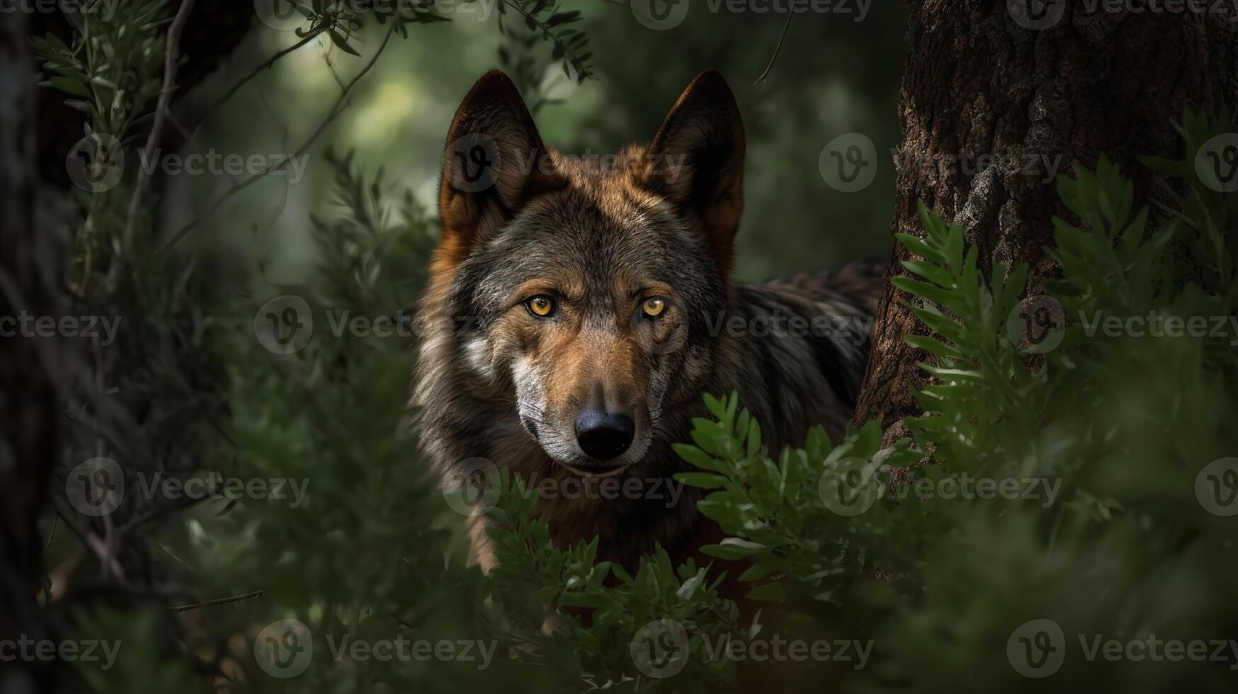 ibérique loup furtif tige dans le Espagnol forêt photo