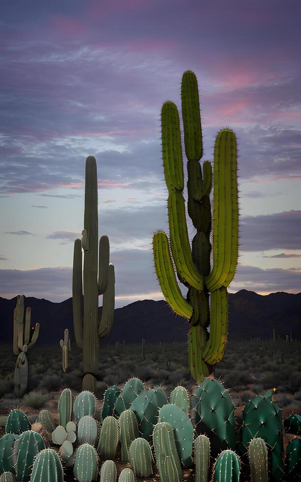 splendide cactus paysage établi avec génératif ai La technologie photo