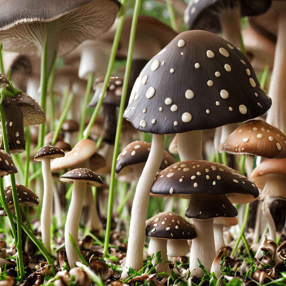 printemps splendide champignon établi avec génératif ai La technologie photo