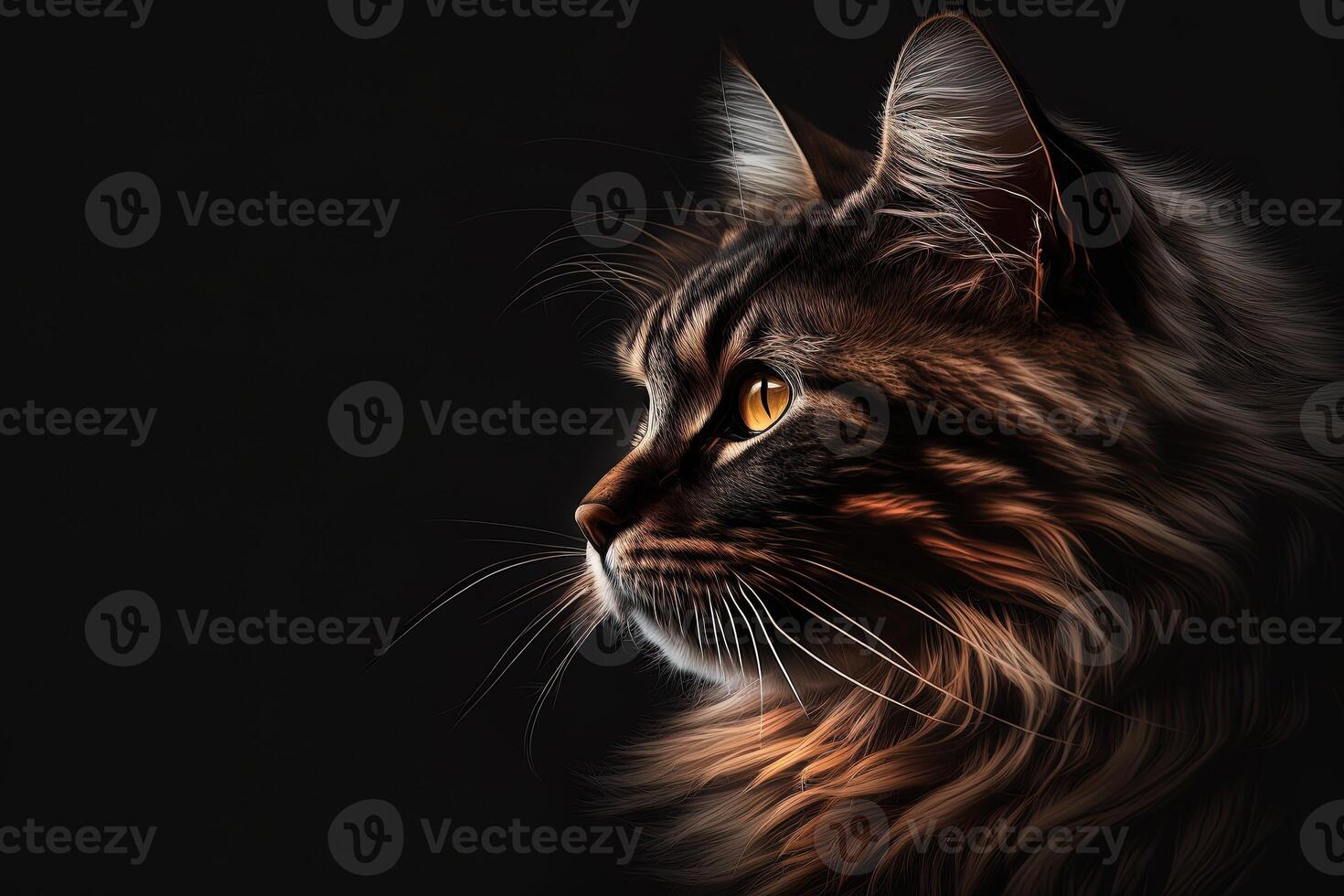 côté vue de chat sur noir Contexte généré ai photo