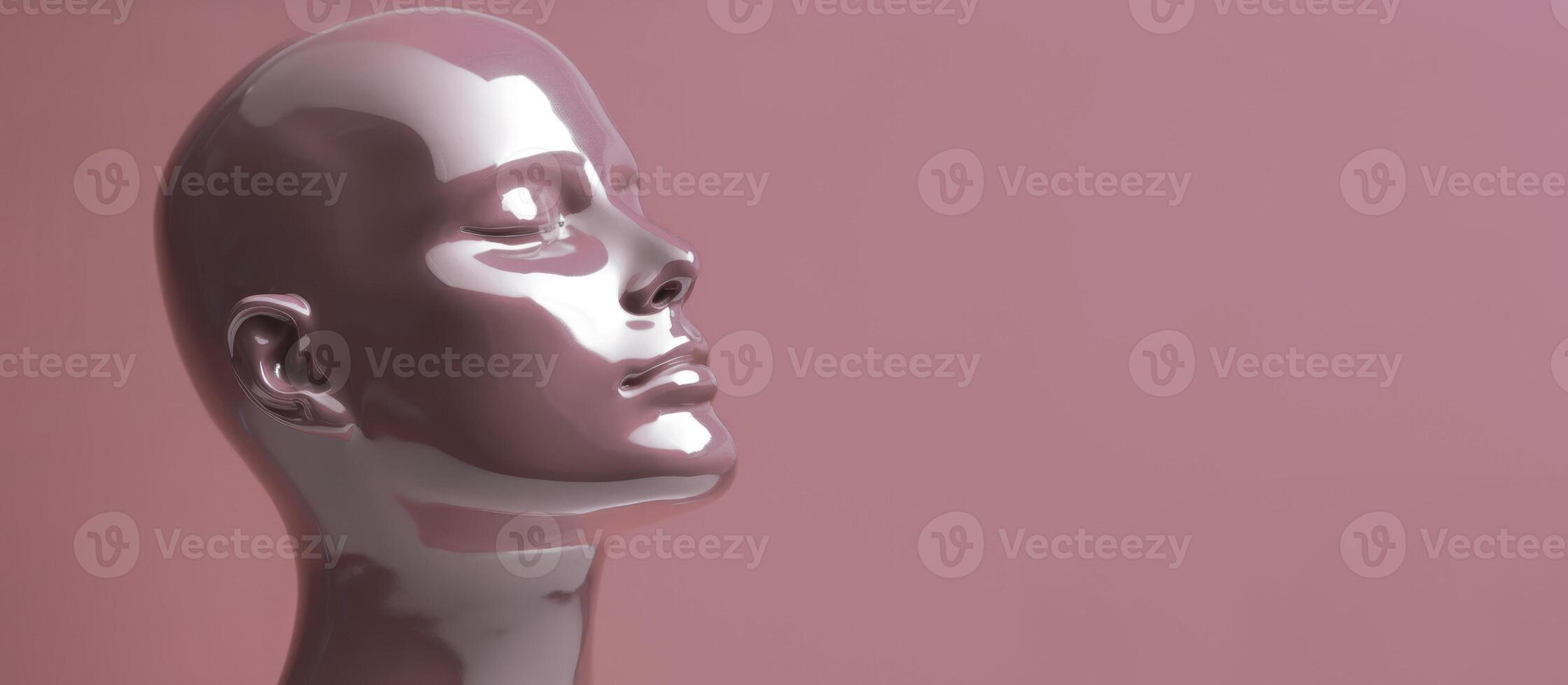 violet tête visage latex mannequin génératif ai photo