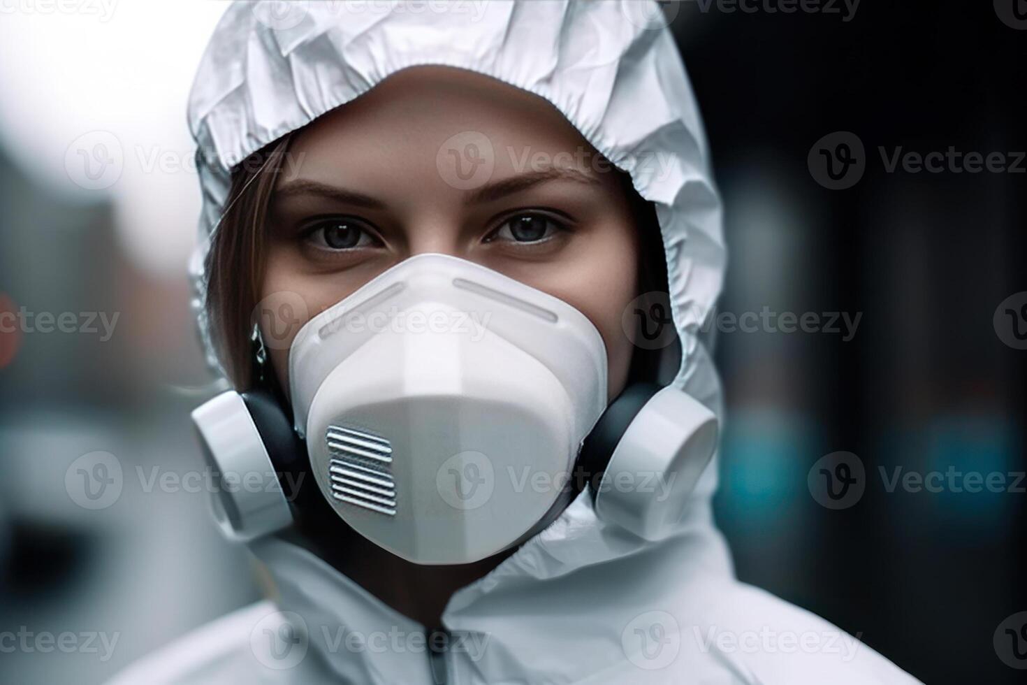 virus pandémie, médecin dans protecteur masque génératif ai photo