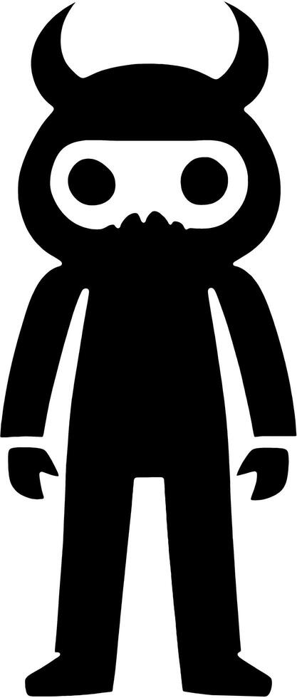 une noir et blanc image de une mignonne monstre dessin animé. ai-génératif photo
