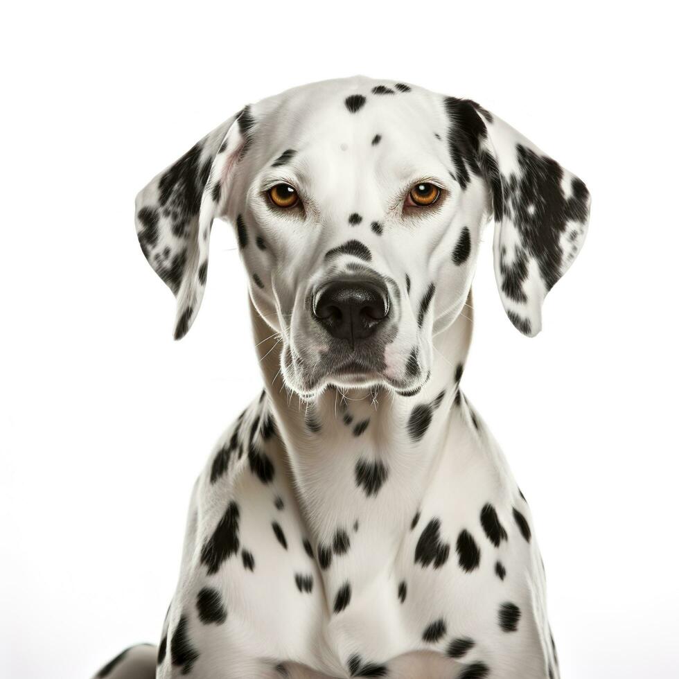 beauté dalmatien chien, isolé sur blanc arrière-plan, produire ai photo