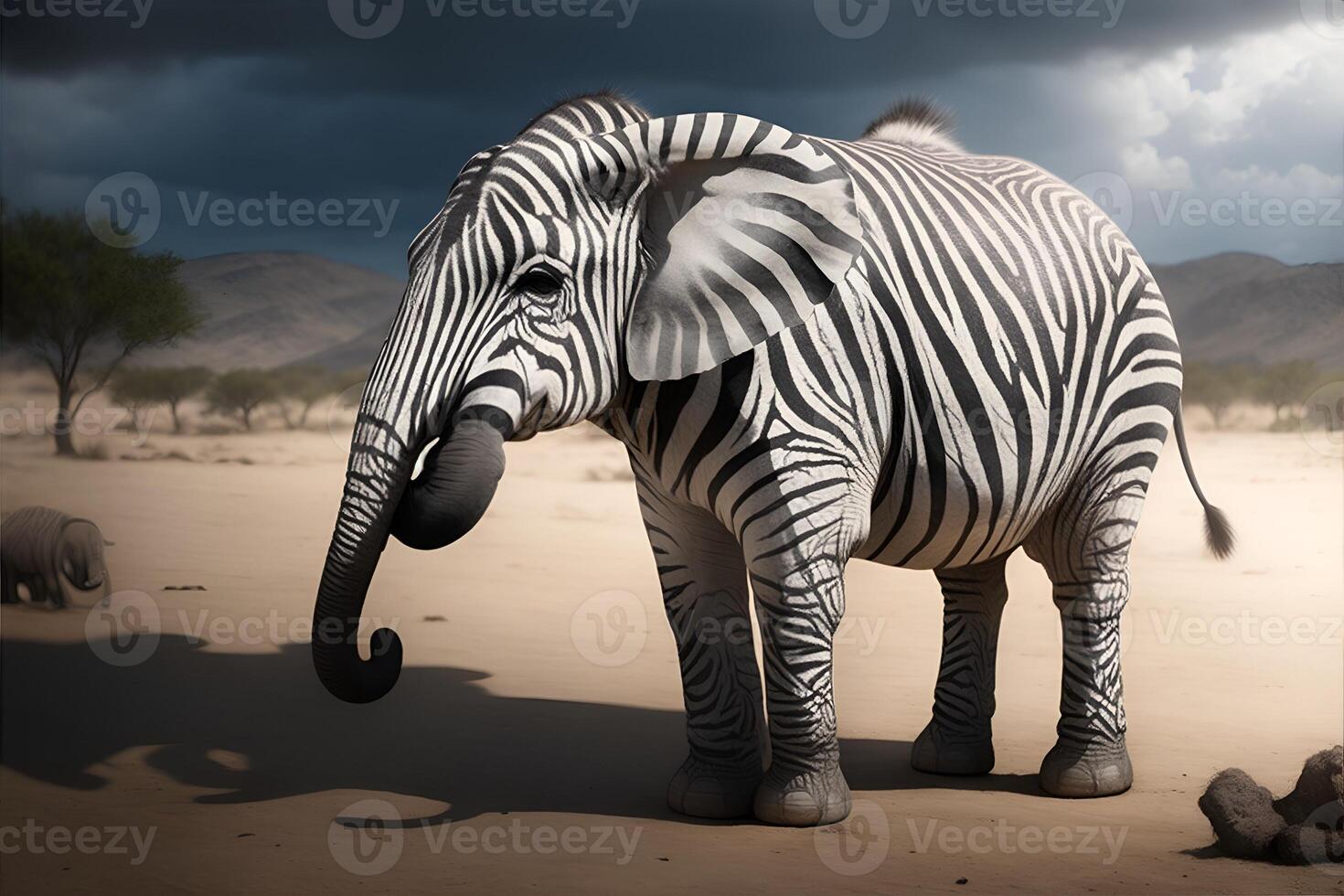 croiser zèbre l'éléphant. ai généré photo