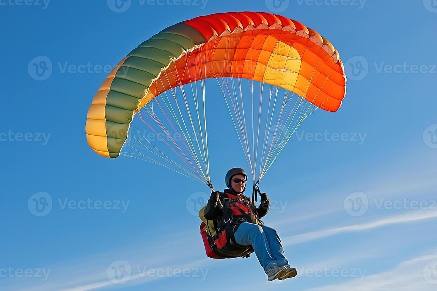 mature Sénior Masculin sur une parachute.. ai généré photo