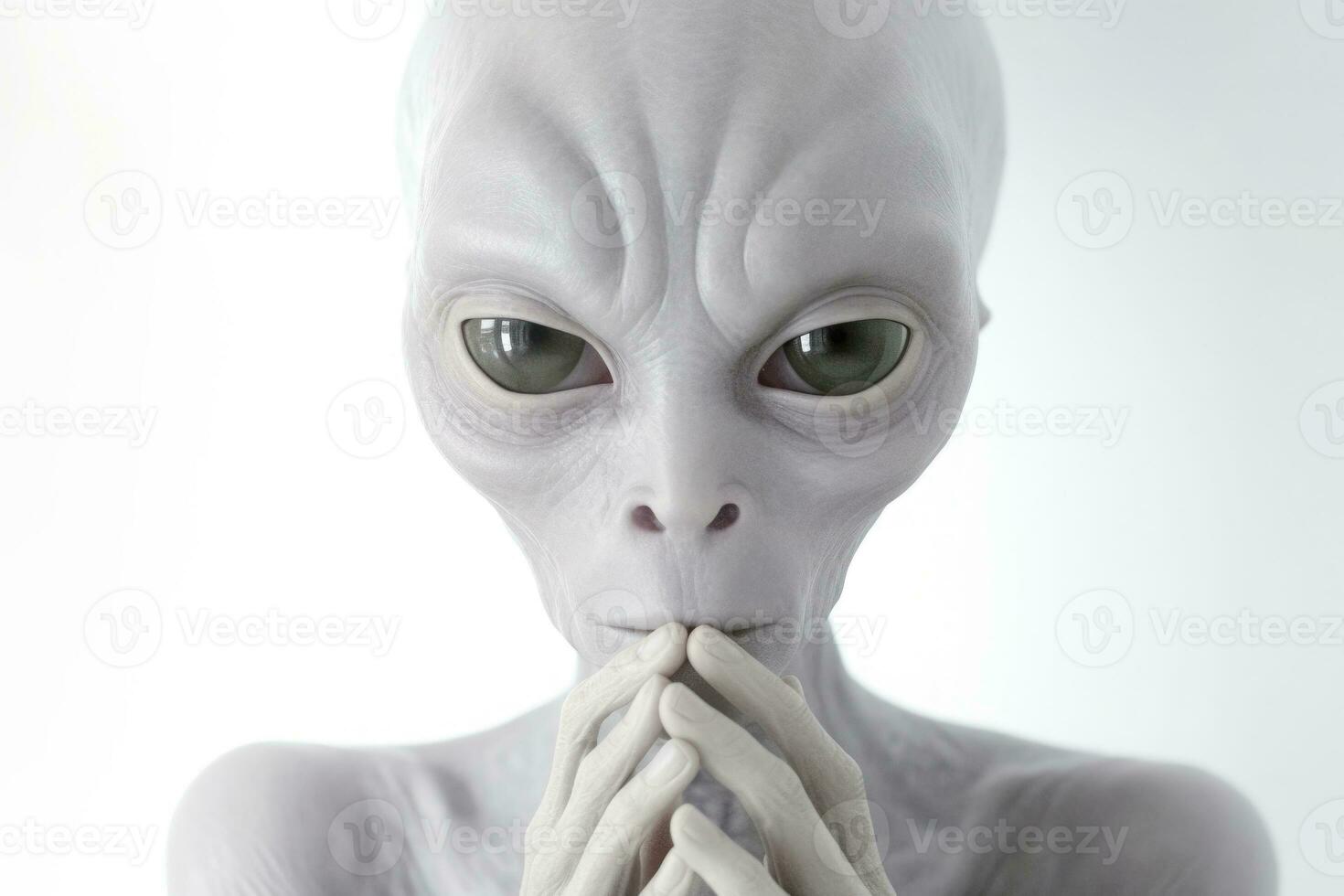 extraterrestre humanoïde portrait sur blanc Contexte. génératif ai photo