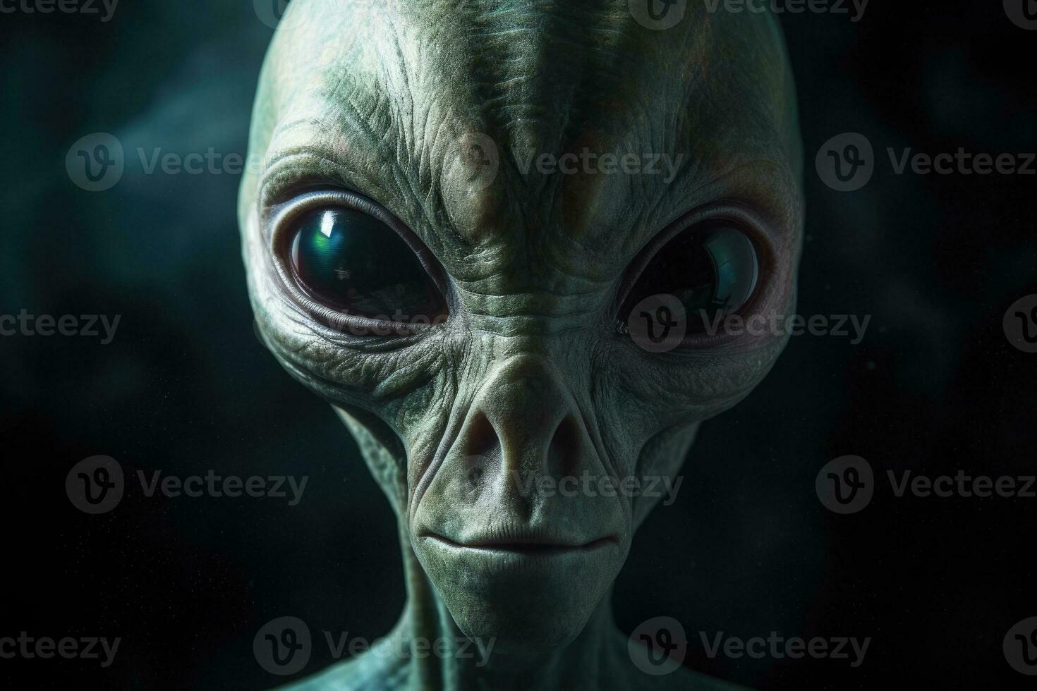 extraterrestre humanoïde portrait sur foncé Contexte. génératif ai photo