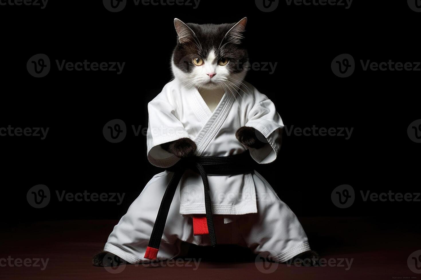 chat portant kimono pour martial arts. génératif ai photo