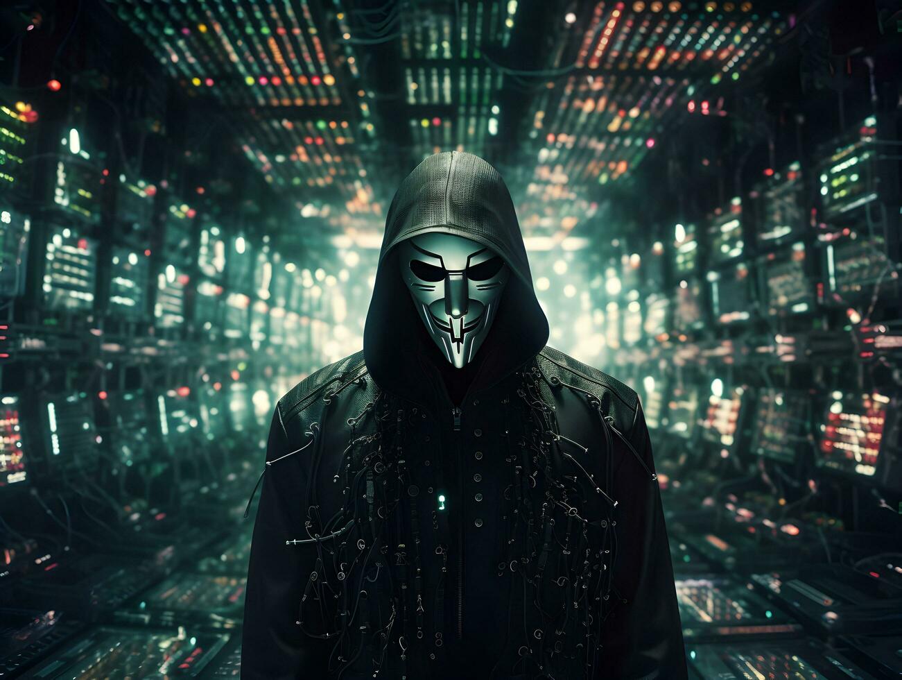 anonyme pirate. concept de la cybercriminalité, cyber-attaque, foncé la toile. ai généré photo