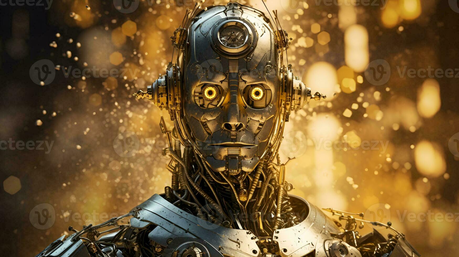 brillant steampunk robot portrait dans cinématique style photo