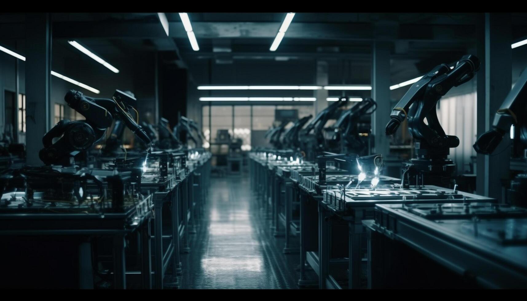 moderne machinerie dans une futuriste laboratoire réglage généré par ai photo