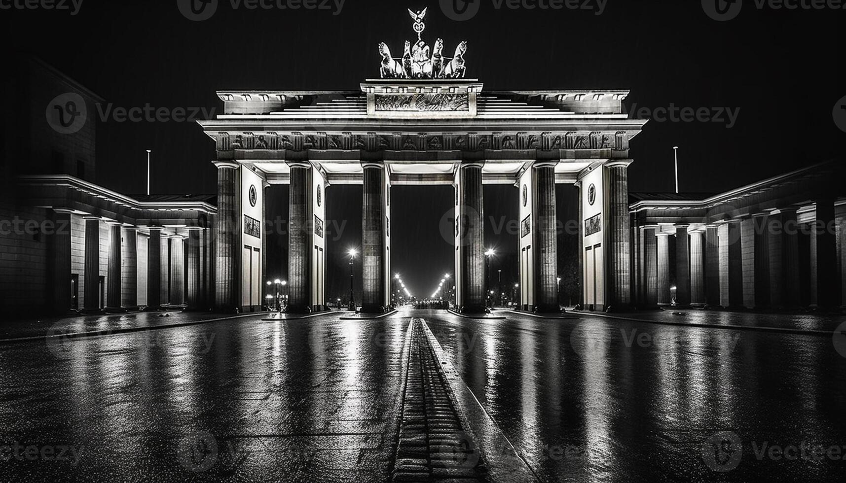 majestueux architecture illuminé à crépuscule dans Capitale ville généré par ai photo